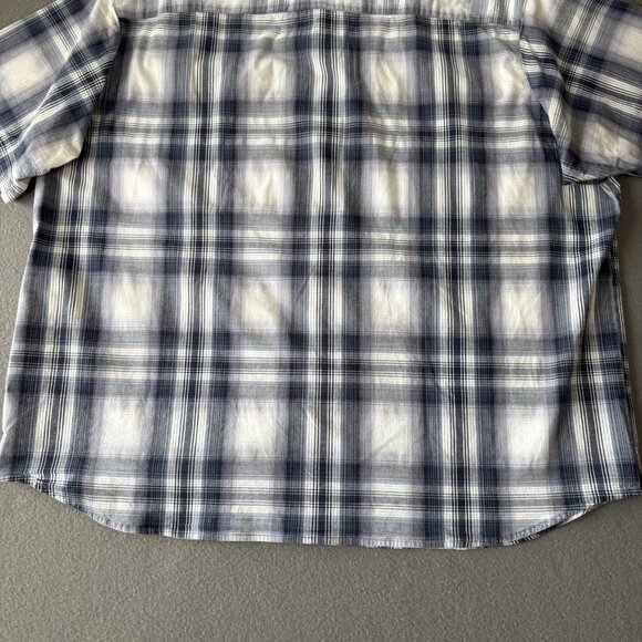 Columbia Mens 4X Blue Plaid Short Sleeve Button Up Outdoor Hiking Shirt Travel - Picture 13 of 14